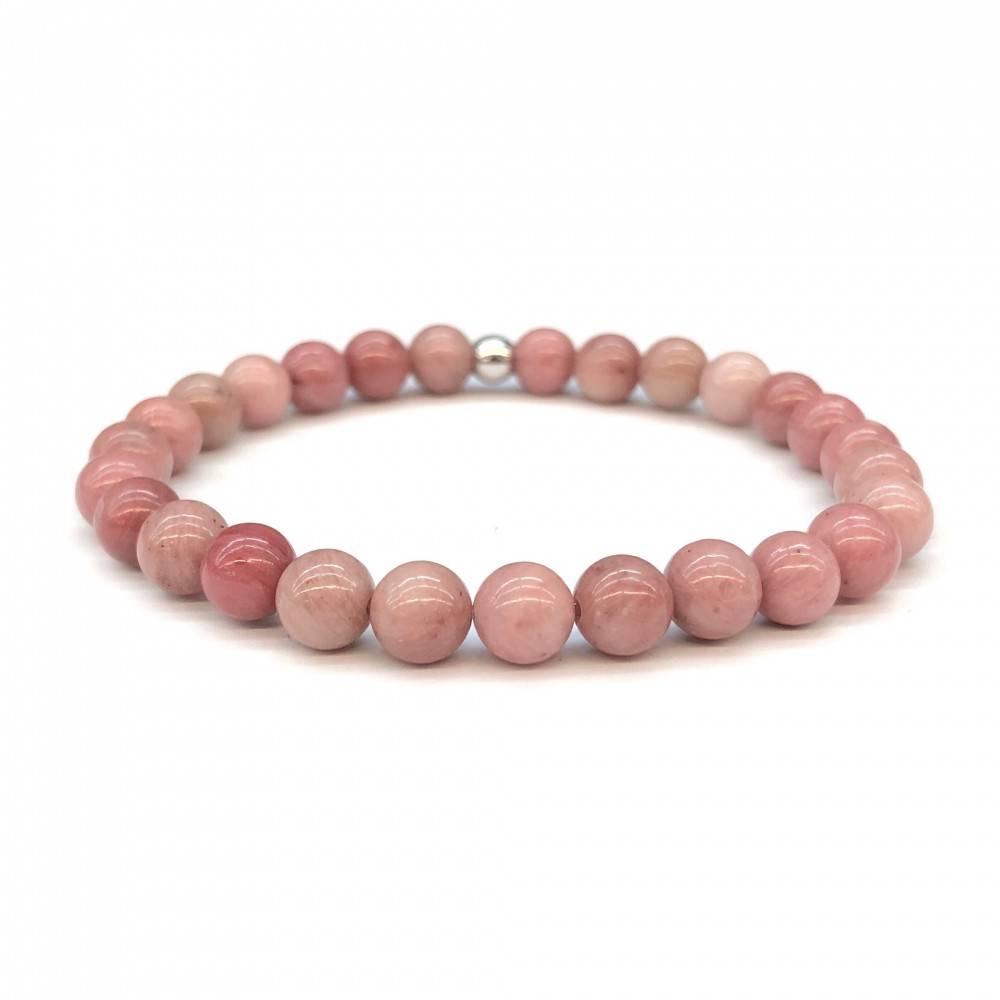 Ροδονίτης ροζ (Rhodonite) ελαστικό βραχιόλι με φυσικούς ημιπολύτιμους λίθους χάντρες 6mm Βραχιόλια με ημιπολύτιμους λίθους