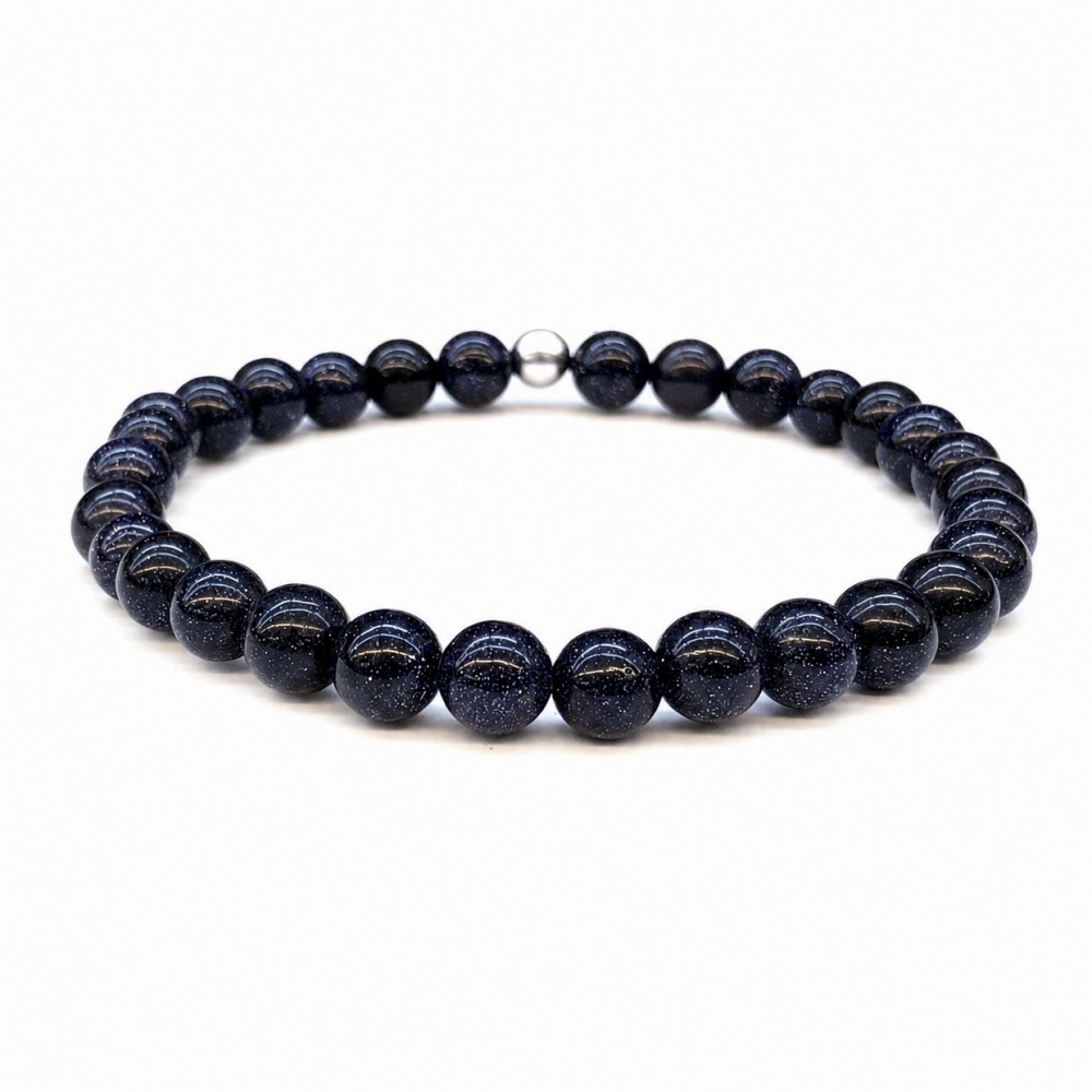 Χρυσόλιθος μπλε (Blue Sandstone) ελαστικό βραχιόλι με φυσικούς ημιπολύτιμους λίθους χάντρες 6mm / 8mm Βραχιόλια με ημιπολύτιμους λίθους