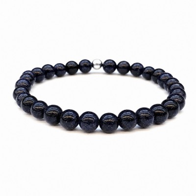 Χρυσόλιθος μπλε (Blue Sandstone) ελαστικό βραχιόλι με φυσικούς ημιπολύτιμους λίθους χάντρες 6mm / 8mm