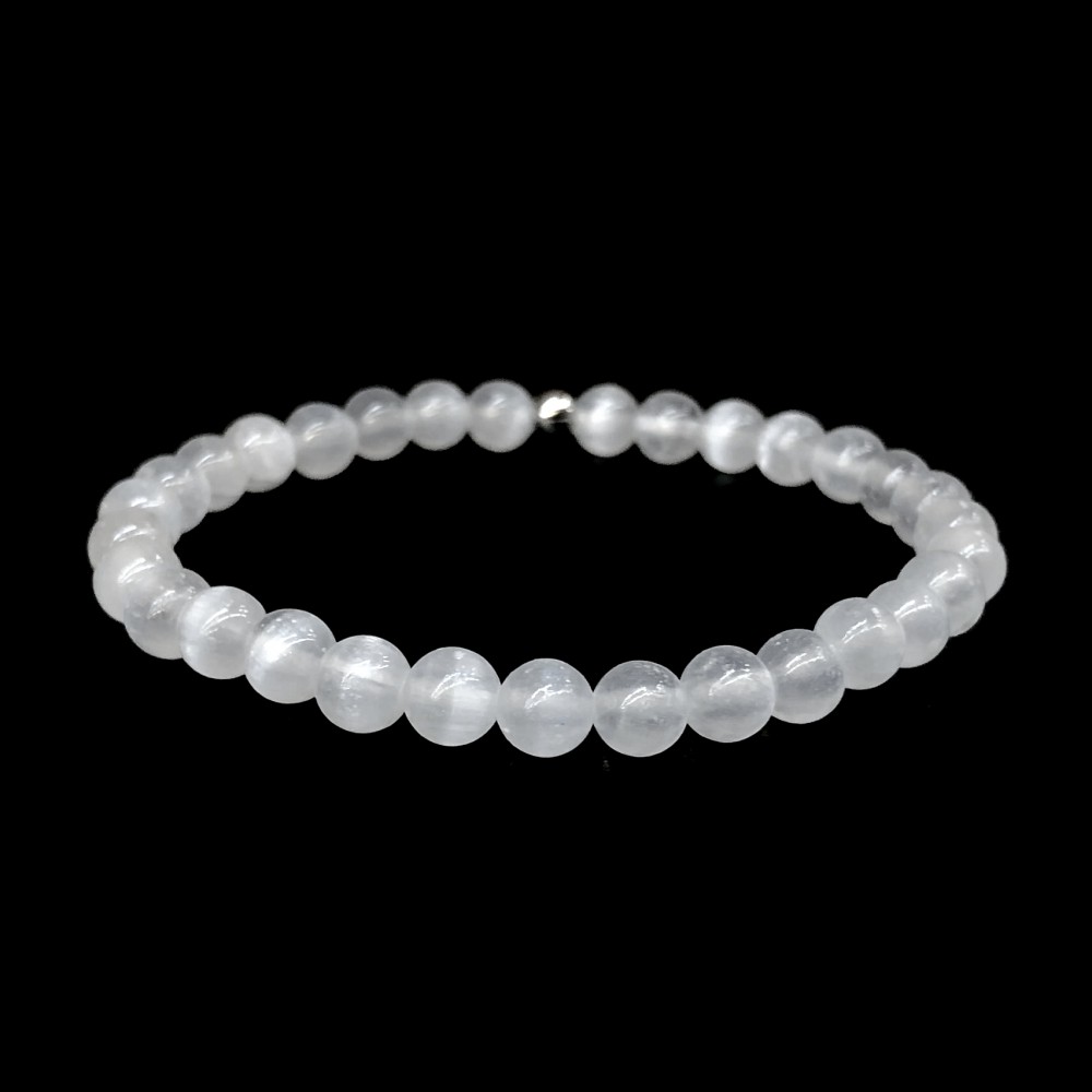 Σεληνίτης (Selenite) ελαστικό βραχιόλι με φυσικούς ημιπολύτιμους λίθους χάντρες 6mm Βραχιόλια με ημιπολύτιμους λίθους