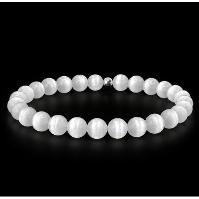 Σεληνίτης (Selenite) ελαστικό βραχιόλι με φυσικούς ημιπολύτιμους λίθους χάντρες 6mm / 8mm