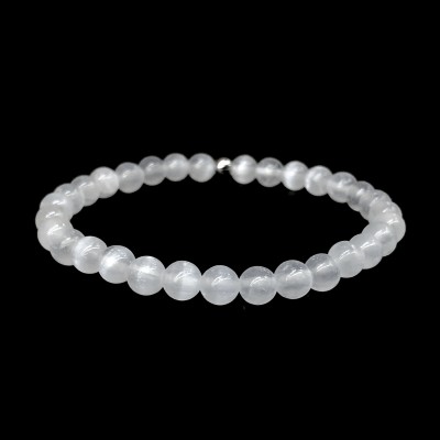 Σεληνίτης (Selenite) ελαστικό βραχιόλι με φυσικούς ημιπολύτιμους λίθους χάντρες 6mm