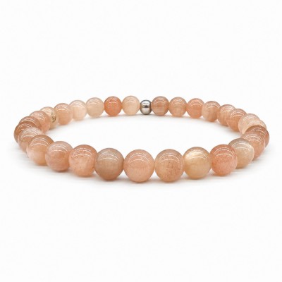 Ηλιόλιθος (Sunstone) ελαστικό βραχιόλι με φυσικούς ημιπολύτιμους λίθους χάντρες 6mm / 8mm