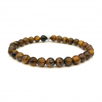 Μάτι της Τίγρης (Tiger Eye) ελαστικό βραχιόλι με φυσικούς ημιπολύτιμους λίθους χάντρες 6mm