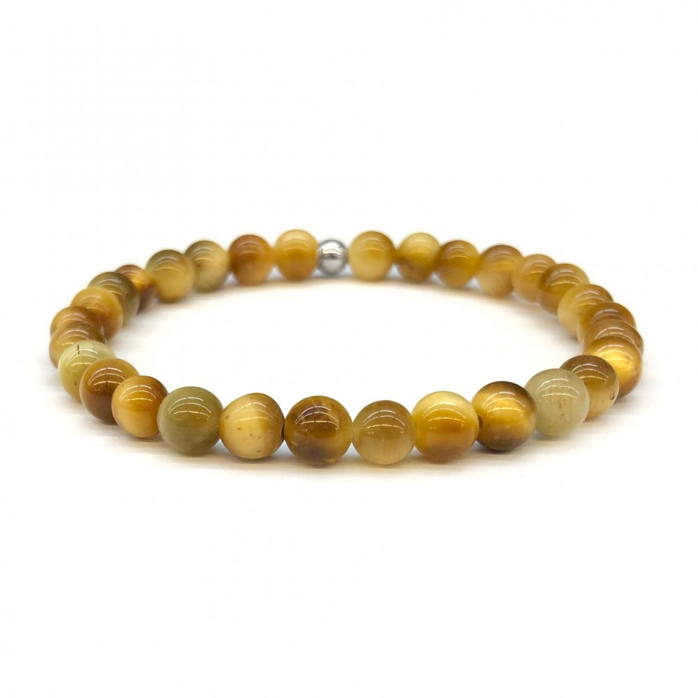 Μάτι της Τίγρης Gold (Tiger Eye) ελαστικό βραχιόλι με φυσικούς ημιπολύτιμους λίθους χάντρες 6mm Βραχιόλια με ημιπολύτιμους λίθους