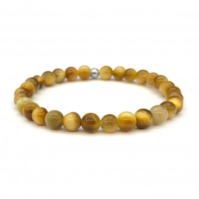 Μάτι της Τίγρης Gold (Tiger Eye) ελαστικό βραχιόλι με φυσικούς ημιπολύτιμους λίθους χάντρες 6mm