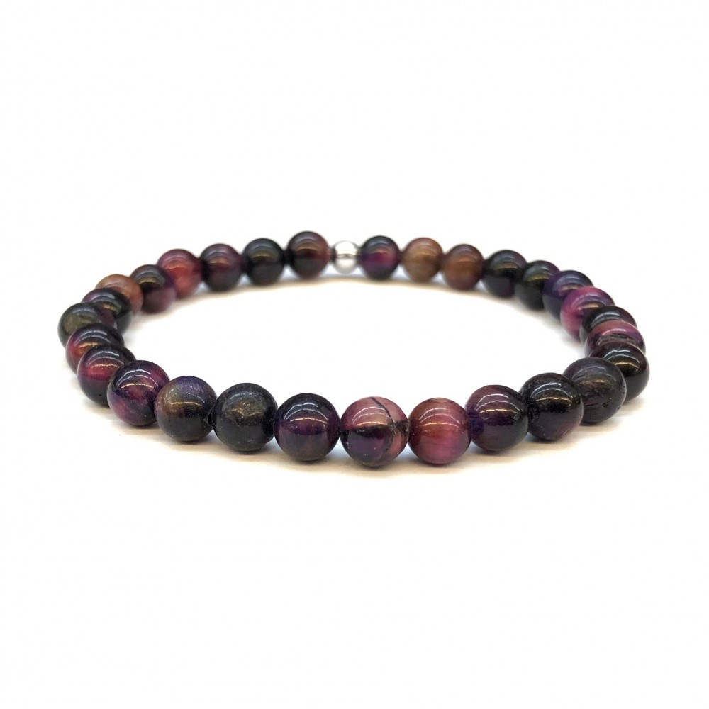 Μάτι της Τίγρης Μωβ (Tiger Eye) ελαστικό βραχιόλι με φυσικούς ημιπολύτιμους λίθους χάντρες 6mm Βραχιόλια με ημιπολύτιμους λίθους