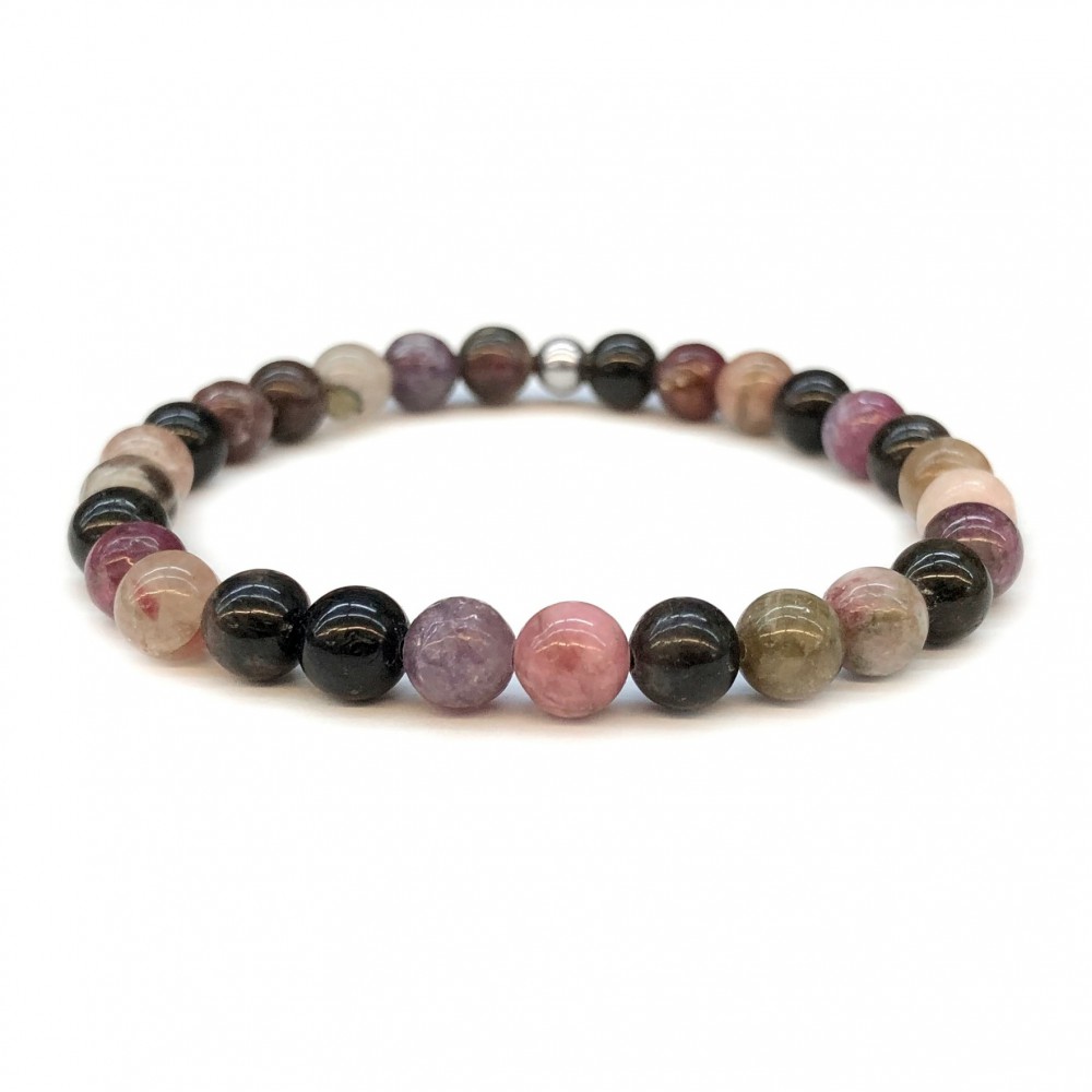 Τουρμαλίνη (Tourmaline multicolor) ελαστικό βραχιόλι με φυσικούς ημιπολύτιμους λίθους χάντρες 6mm Βραχιόλια με ημιπολύτιμους λίθους