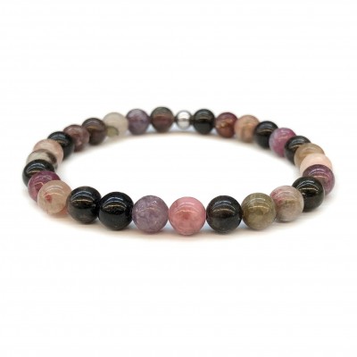 Τουρμαλίνη (Tourmaline multicolor) ελαστικό βραχιόλι με φυσικούς ημιπολύτιμους λίθους χάντρες 6mm