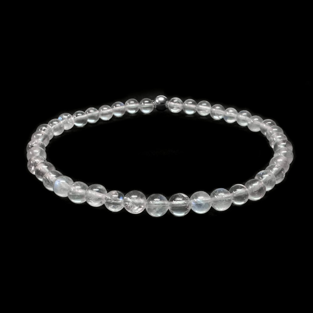 Φεγγαρόπετρα (Moonstone AAA) ελαστικό βραχιόλι με φυσικούς ημιπολύτιμους λίθους χάντρες 4mm Βραχιόλια με ημιπολύτιμους λίθους