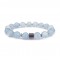 Aquamarine and hematite elastic bracelet with natural semi precious beads 8mm