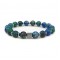 Azurite and hematite elastic bracelet with natural semi precious beads 8mm