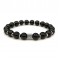 Onyx black and hematite elastic bracelet with natural semi precious beads 8mm
