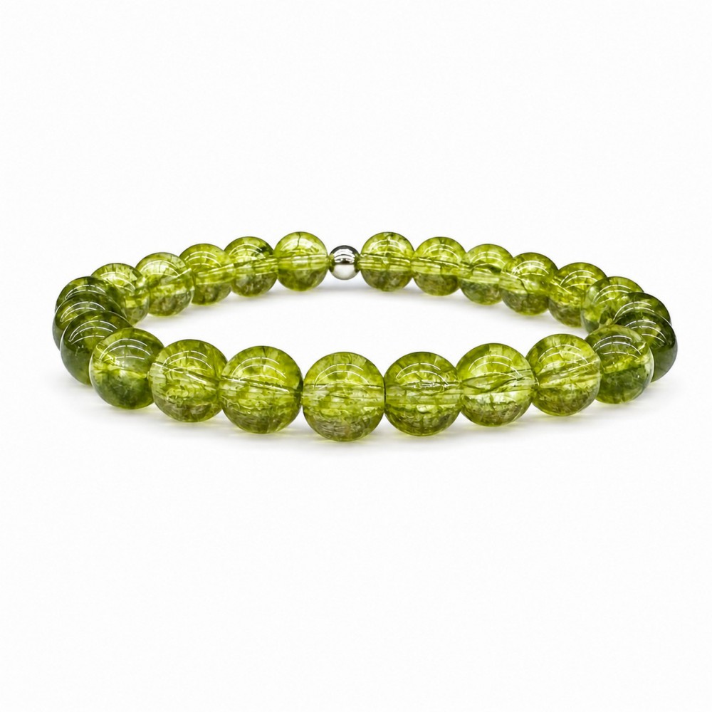Περίδοτο (Peridot) ελαστικό βραχιόλι με φυσικούς ημιπολύτιμους λίθους χάντρες 8mm Βραχιόλια με ημιπολύτιμους λίθους