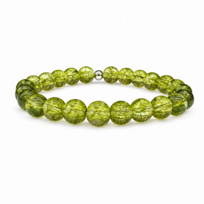 Περίδοτο (Peridot) ελαστικό βραχιόλι με φυσικούς ημιπολύτιμους λίθους χάντρες 8mm