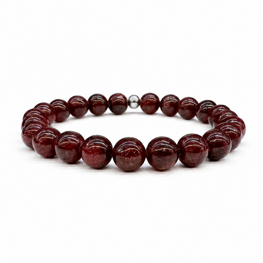 Ρουμπίνι (Ruby Mozambique) ελαστικό βραχιόλι με φυσικούς πολύτιμους λίθους χάντρες 8mm Βραχιόλια με ημιπολύτιμους λίθους