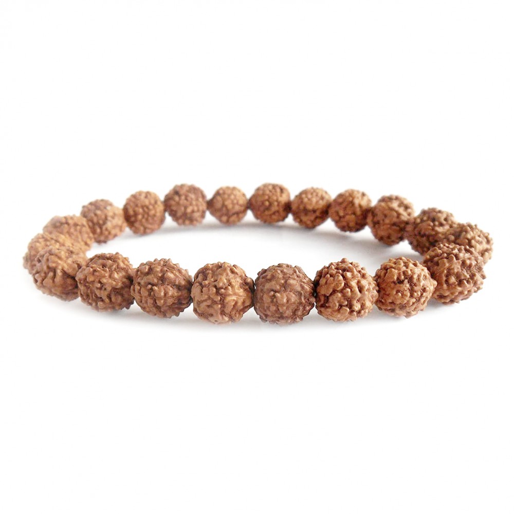 Ρουντράκσα (Rudraksha) ελαστικό βραχιόλι με φυσικούς καρπούς χάντρες 8∽9mm Βραχιόλια με ημιπολύτιμους λίθους
