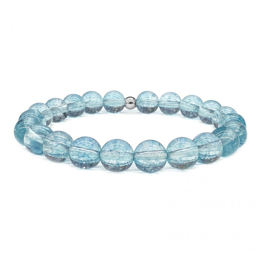 Τοπάζι μπλε (Blue Topaz) ελαστικό βραχιόλι με φυσικούς ημιπολύτιμους λίθους χάντρες 8mm Βραχιόλια με ημιπολύτιμους λίθους