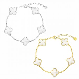 Βραχιόλι τύπου Van Cleef Φίλντισι (Mother of pearl) με αλυσίδα από ασήμι 925 Ασημένια Βραχιόλια