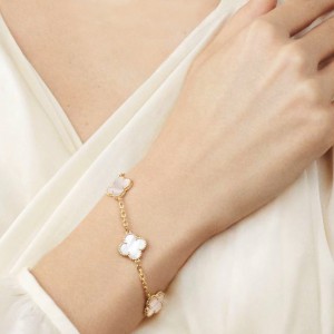Βραχιόλι τύπου Van Cleef Φίλντισι (Mother of pearl) με αλυσίδα από ασήμι 925 Ασημένια Βραχιόλια