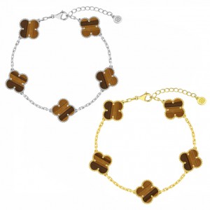 Βραχιόλι τύπου Van Cleef Μάτι της Τίγρης (Tiger Eye) με αλυσίδα από ασήμι 925 Ασημένια Βραχιόλια