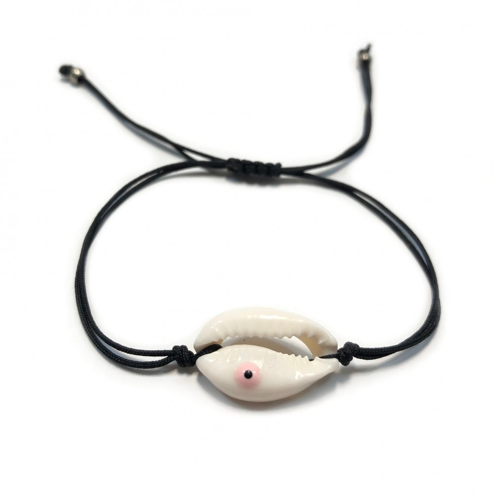 Handmade Bracelet with natural shell and pink evil eye Other bracelets