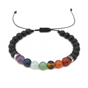 7 Chakras χειροποίητο βραχιόλι ρυθμιζόμενο με φυσικούς ημιπολύτιμους λίθους χάντρες 6mm Βραχιόλια με ημιπολύτιμους λίθους