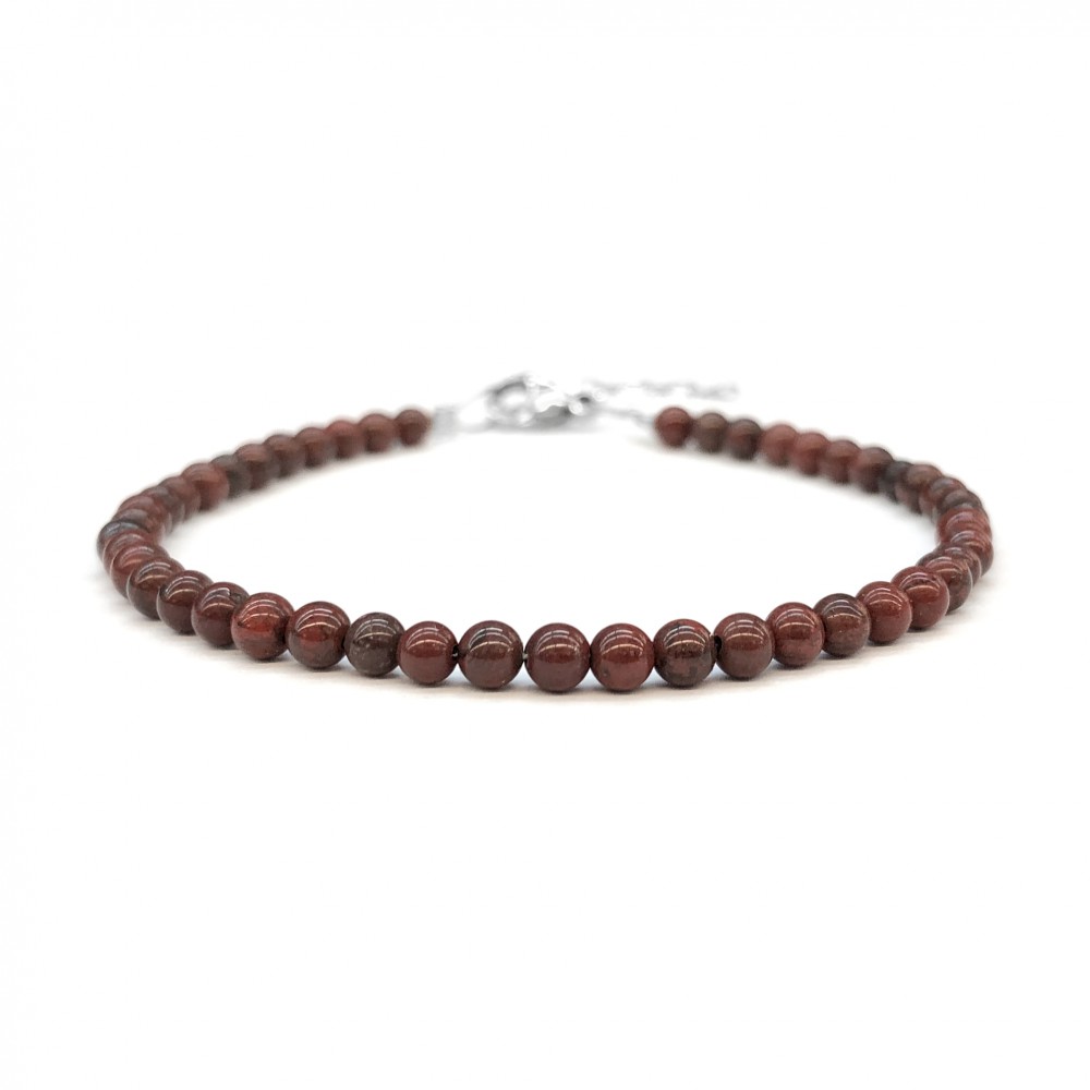 Ίασπις (Jasper Red Sesame) χειροποίητο βραχιόλι με φυσικούς ημιπολύτιμους λίθους χάντρες 3mm Βραχιόλια με ημιπολύτιμους λίθους