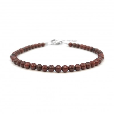 Ίασπις (Jasper Red Sesame) χειροποίητο βραχιόλι με φυσικούς ημιπολύτιμους λίθους χάντρες 3mm
