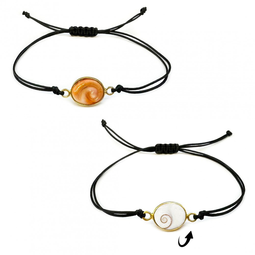 Bracelet Eye of the sea natural shell , double sided with silver 925 gold plated Silver 925 Bracelets