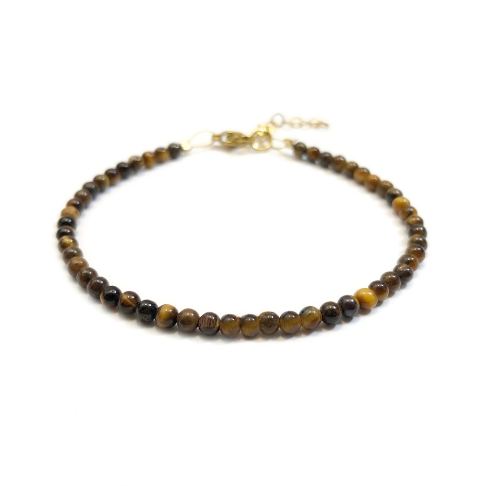 Μάτι της Τίγρης (Tiger Eye) χειροποίητο βραχιόλι με φυσικούς ημιπολύτιμους λίθους χάντρες 3mm Βραχιόλια με ημιπολύτιμους λίθους