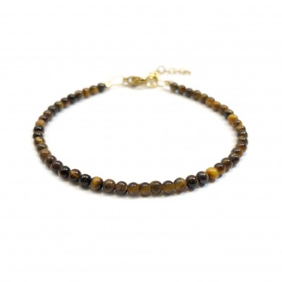 Μάτι της Τίγρης (Tiger Eye) χειροποίητο βραχιόλι με φυσικούς ημιπολύτιμους λίθους χάντρες 3mm
