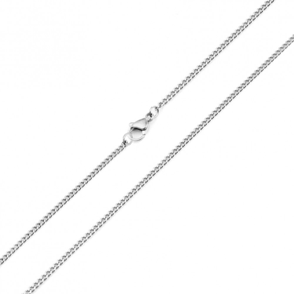 Κολιέ ατσάλινη αλυσίδα ασημί χρώμα cuban 2.3mm Κολιέ