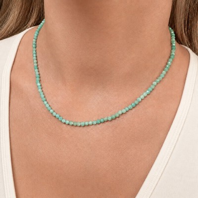 Αμαζονίτης (Amazonite) Κολιέ με φυσικούς ημιπολύτιμους λίθους χάντρες πολυγωνικές 3.5mm