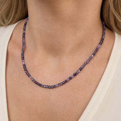 Αμέθυστος (Amethyst) Κολιέ με φυσικούς ημιπολύτιμους λίθους χάντρες πολυγωνικές 3.5mm