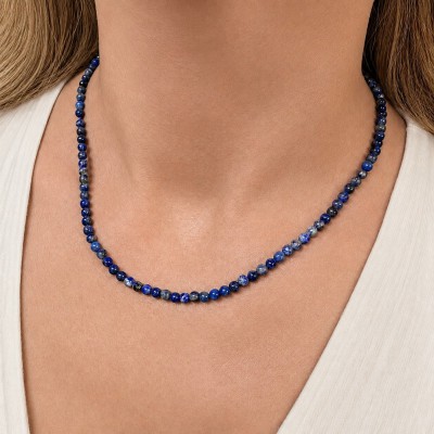 Λάπις Λάζουλι (Lapis Lazuli) Κολιέ με φυσικούς ημιπολύτιμους λίθους χάντρες 4mm