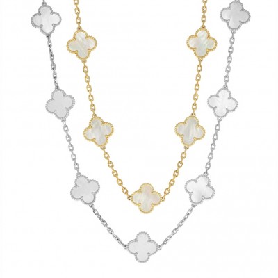 Κολιέ τύπου Van Cleef Φίλντισι (Mother of pearl) με αλυσίδα από ασήμι 925