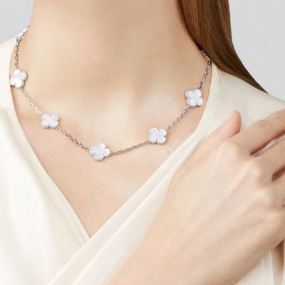 Κολιέ τύπου Van Cleef Φίλντισι (Mother of pearl) με αλυσίδα από ασήμι 925