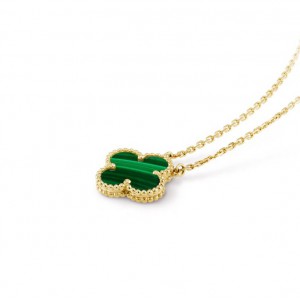 Κολιέ τύπου Van Cleef Μαλαχίτης (Malachite) με αλυσίδα από ασήμι 925 επίχρυσο Κολιέ