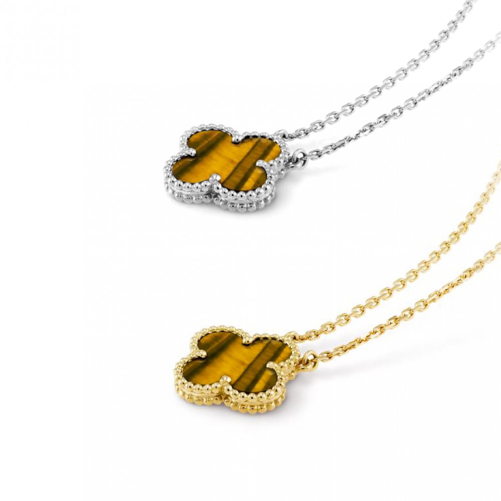 Κολιέ τύπου Van Cleef Μάτι της Τίγρης (Tiger Eye) με αλυσίδα από ασήμι 925 Κολιέ