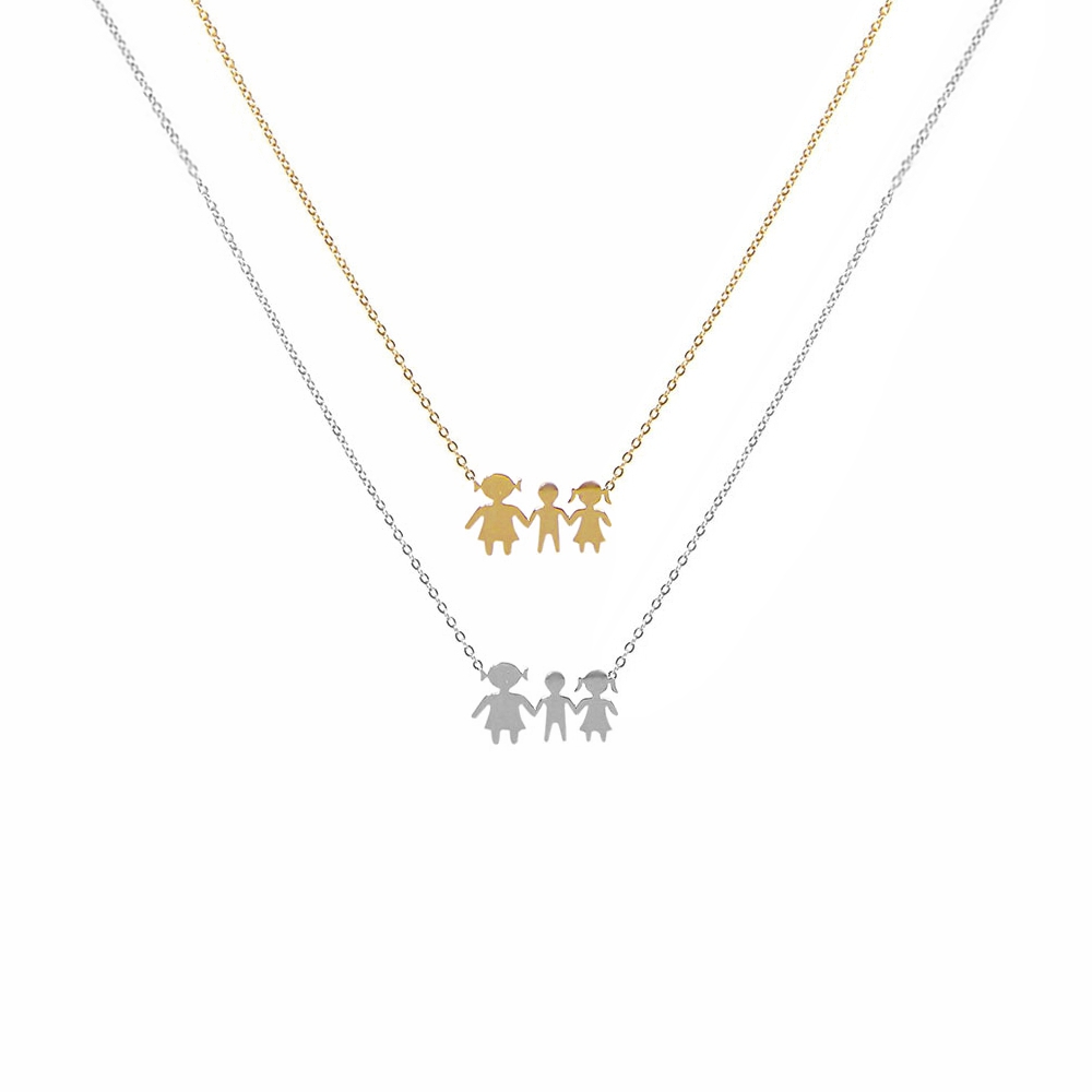 Ατσάλινο κολιέ οικογένεια, Μαμά, Αγόρι, Κορίτσι Κολιέ