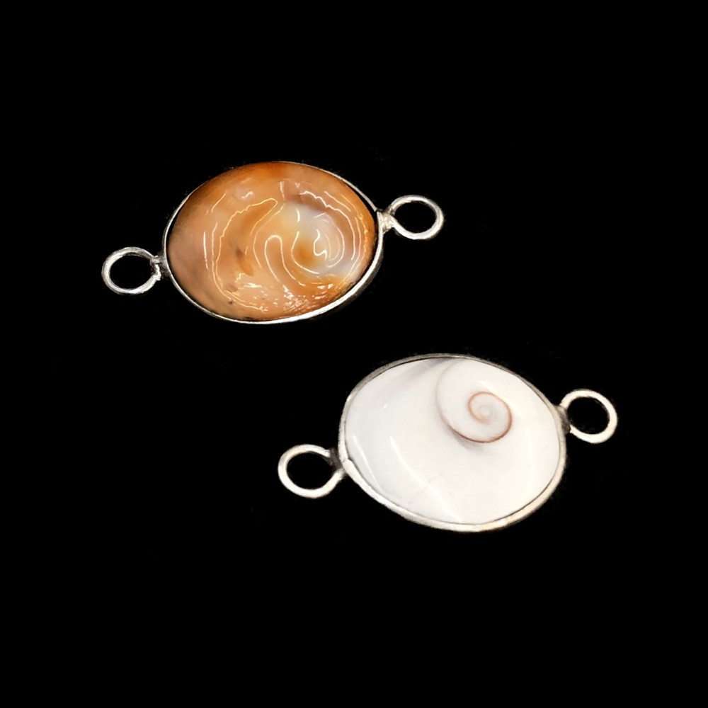 Eye of the sea natural shell , double sided with silver 925 with two loops Shells