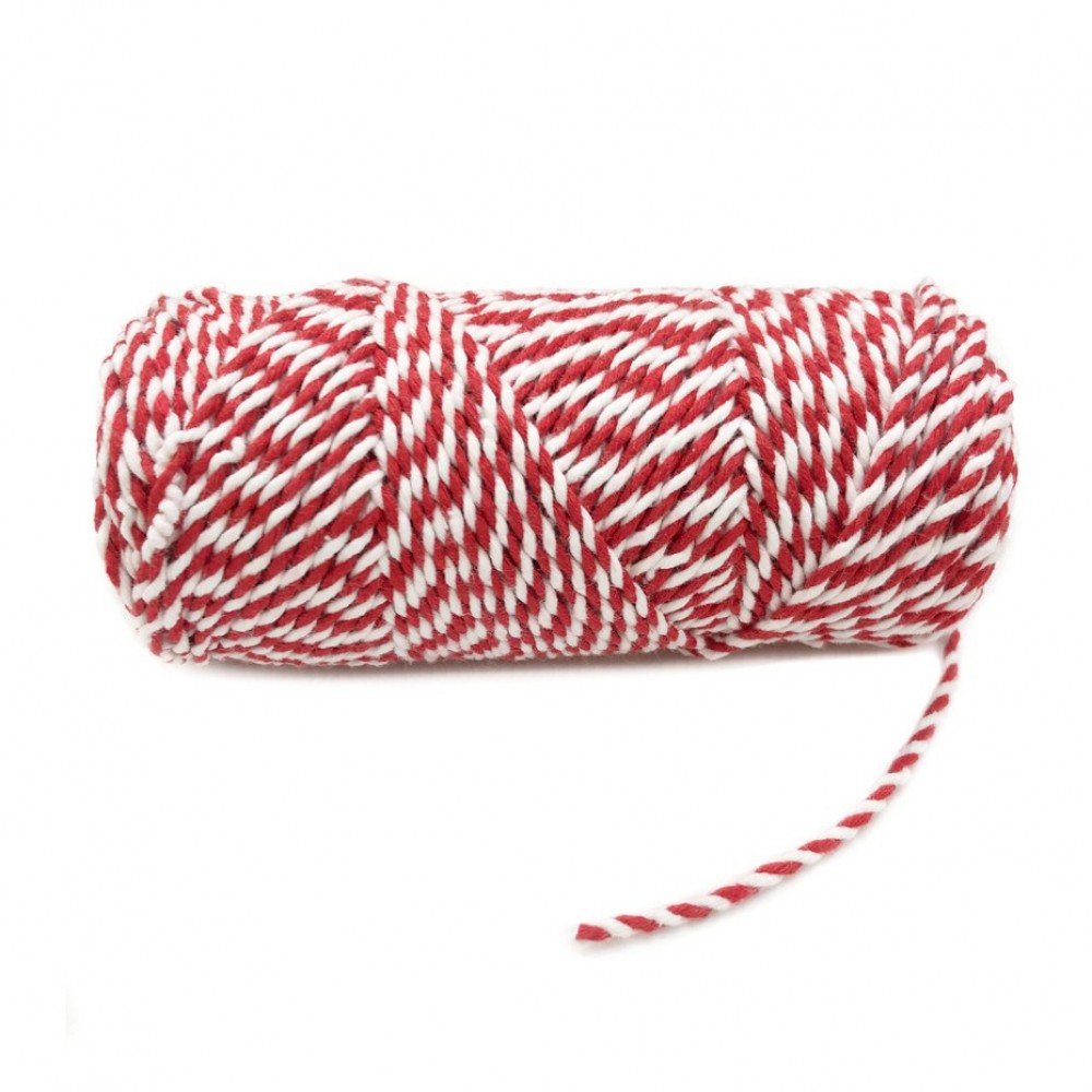 Cord twisted red white 1.8mm (roll∽100meters) Twisted & Braided Cords