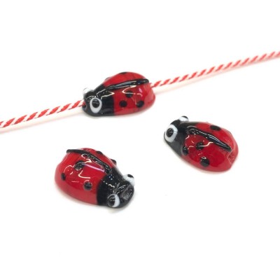 Πασχαλίτσα γυάλινη χάντρα με τρύπα 15x10mm (συσκευασία/12τμχ.)