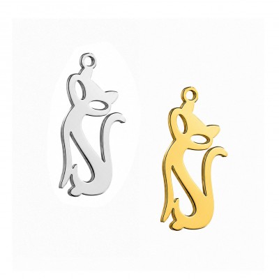 Ανοξείδωτο Ατσάλι στοιχείο μοτίφ Γάτα κρεμαστό 17x8mm