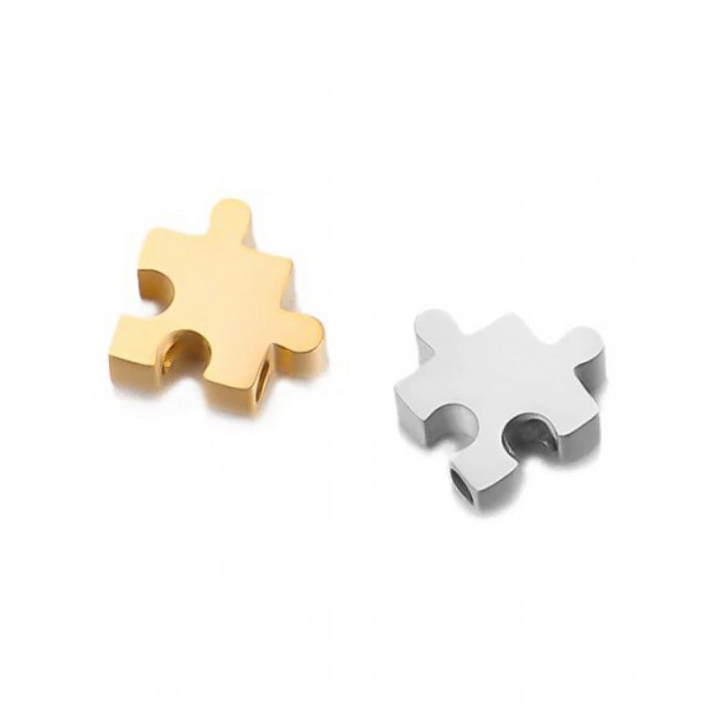 Ανοξείδωτο Ατσάλι στοιχείο μοτίφ Puzzle 10mm χάντρα με περαστή τρύπα Μεταλλικές Χάντρες