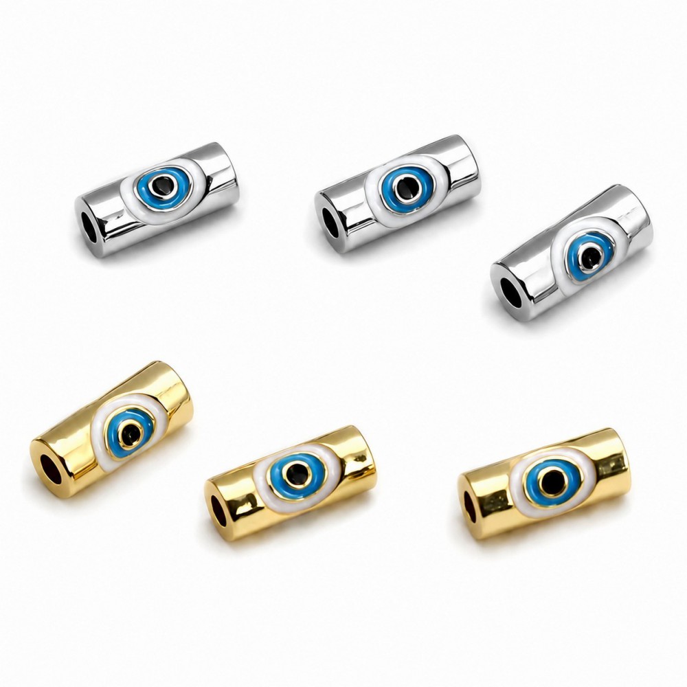 Ατσάλινο μάτι χάντρα σωληνάκι 10x5mm με σμάλτο με τρύπα