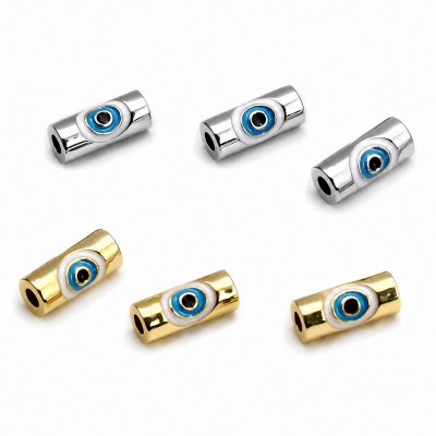 Ανοξείδωτο Ατσάλι μάτι χάντρα σωληνάκι 10x5mm με σμάλτο με τρύπα