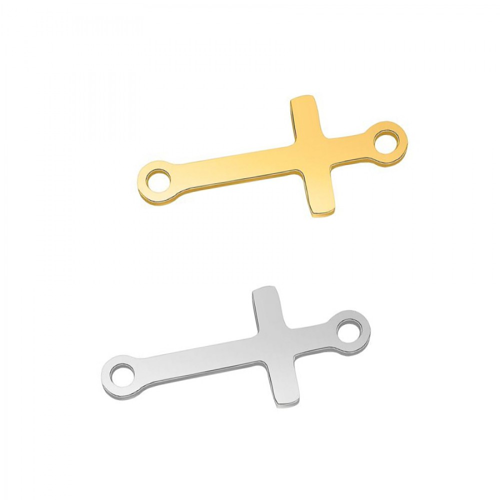 Ατσάλινος σταυρός με δύο κρικάκια 23x10mm Σταυροί
