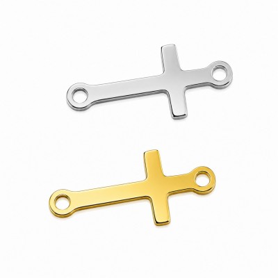 Ανοξείδωτο Ατσάλι σταυρός με δύο κρικάκια 23x10mm